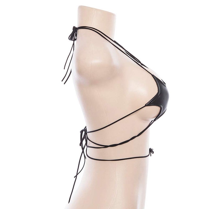 FlyCC Women Shiny Metallic Star Strappy Tube Top Halter Rave Wrap Around Bandeau Bra - Image 3